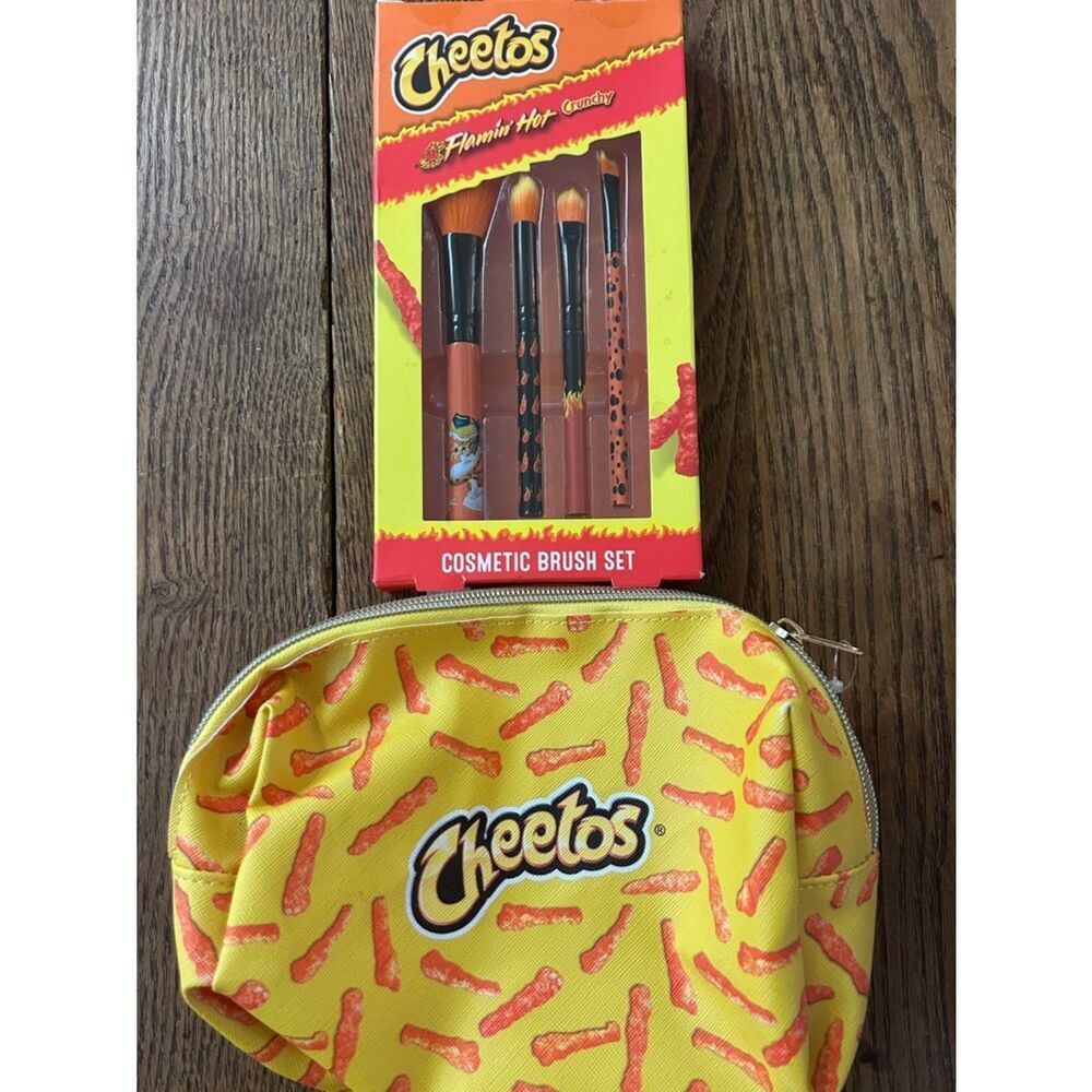 Flamin' Hot Cosmetic Brush Set -Cosmetics Bag ain’t easy being cheesy 🧀